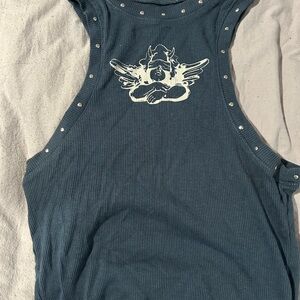 Boys Lie Dark Blue Embellished Muscle Tee